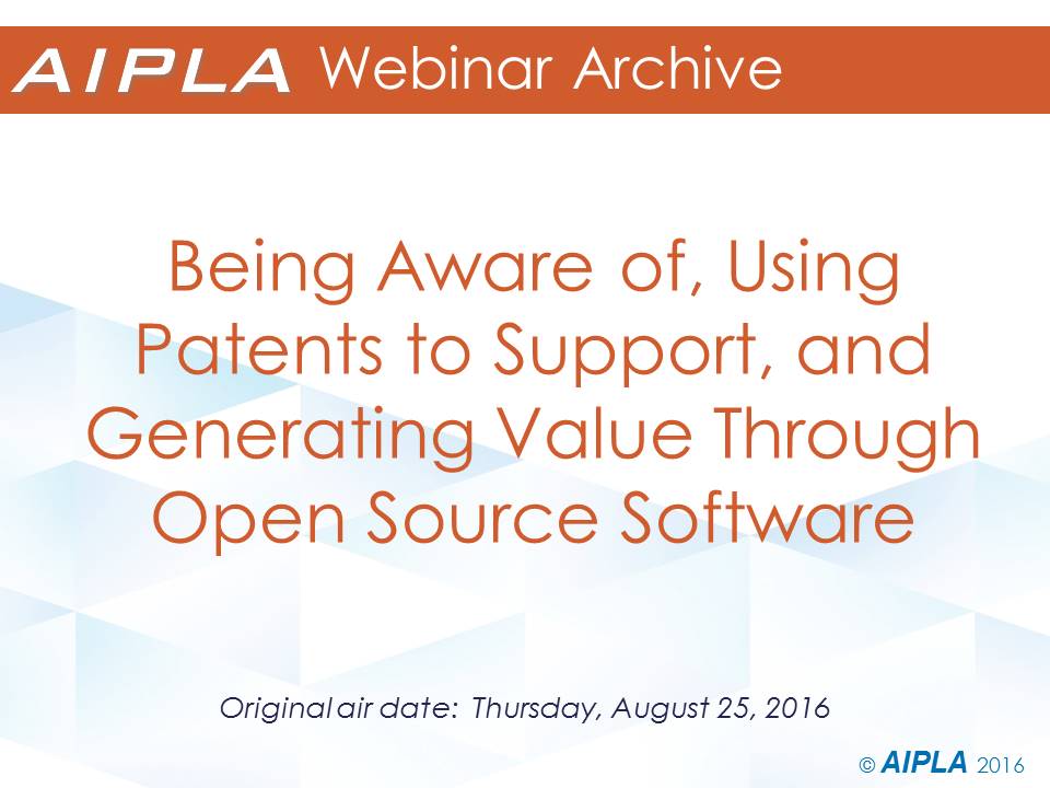 Webinar Archive - 8/25/16 - Open Source Software
